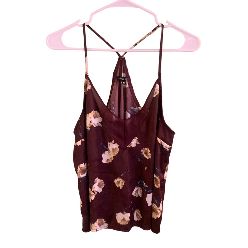 2/$30 Cropped Floral Strap Cami Top Burgundy Whimsigoth 90s Grunge Y2K Boho